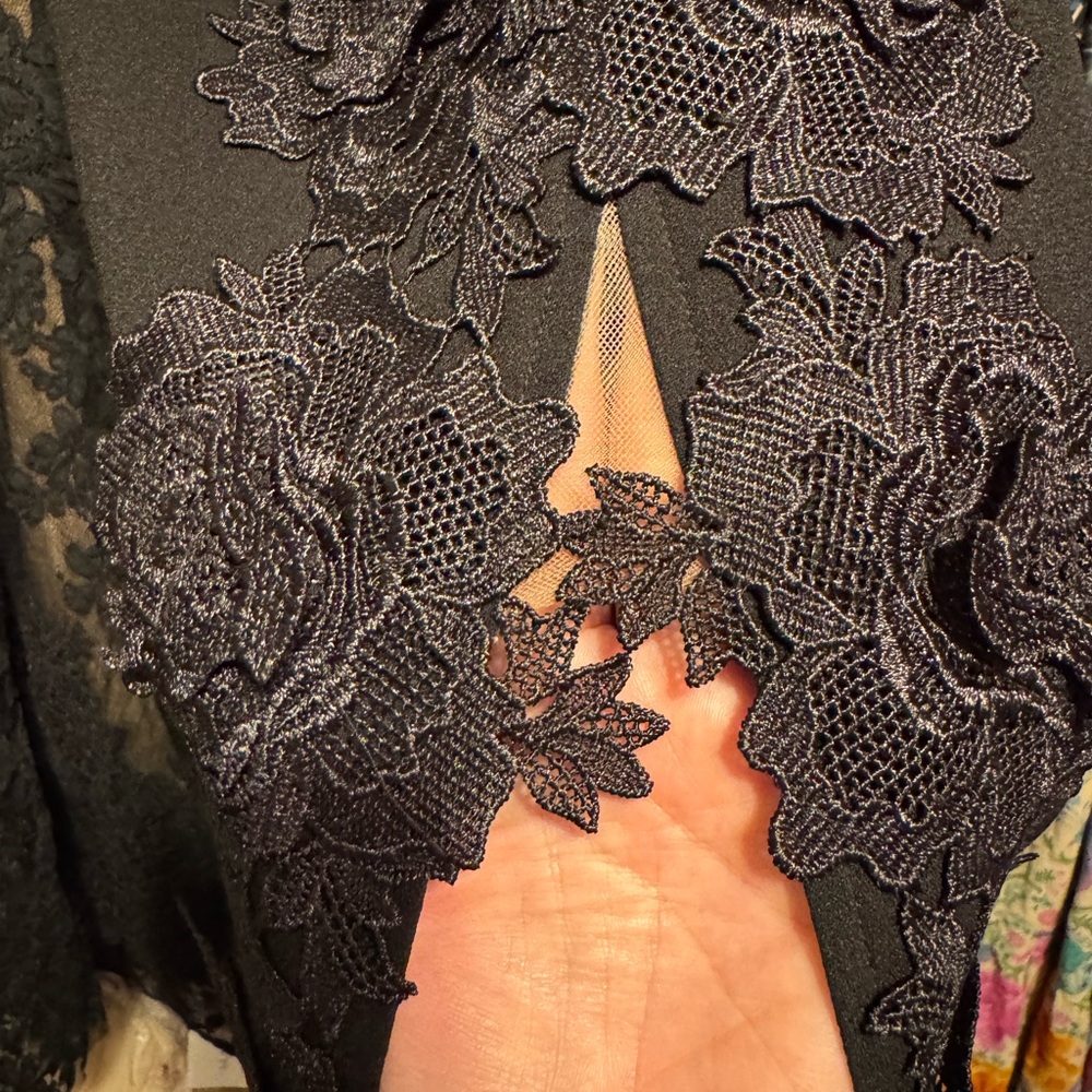 NWT Sau Lee black lace trim Florence gown - Picture 10 of 10